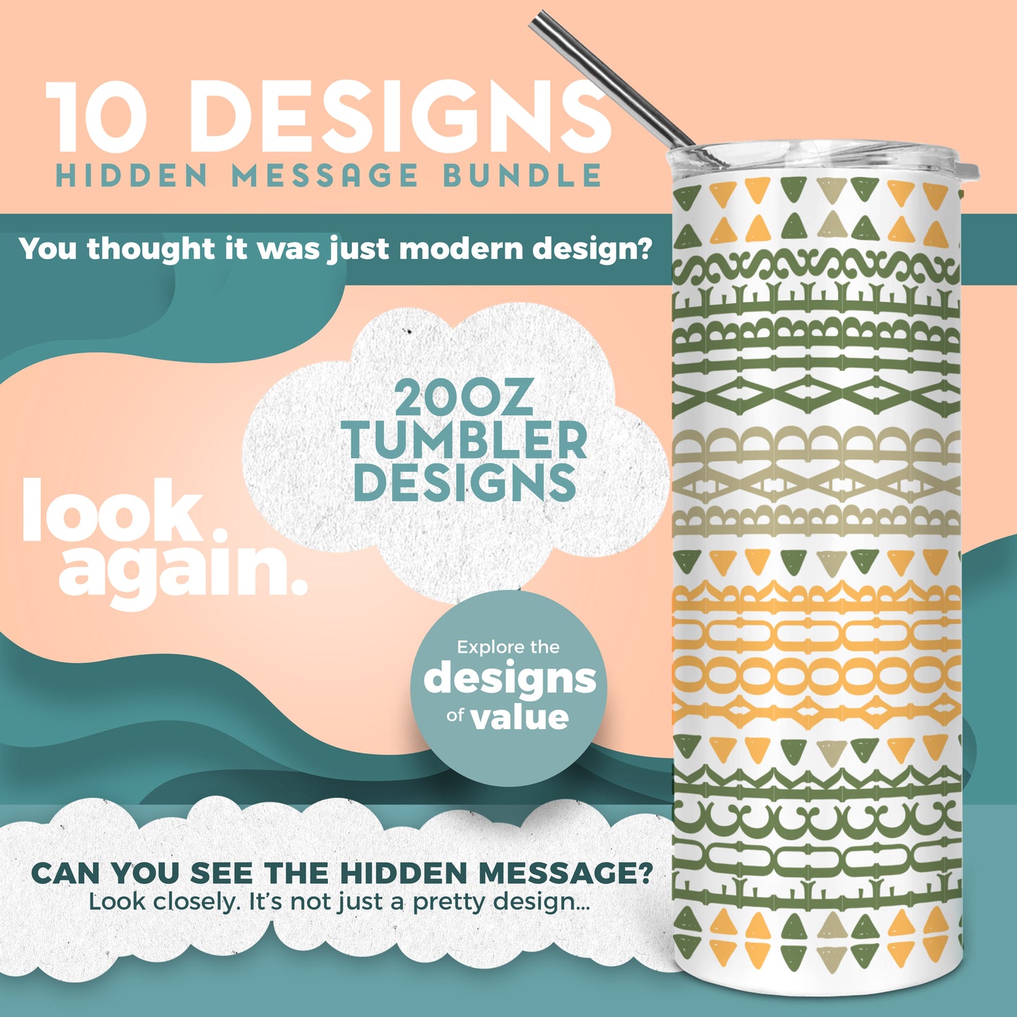 Hidden Message Png Tumbler 10 Designs Bundle