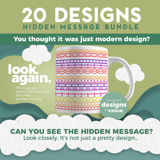 20 Designs Bundle Hidden Message Geometric Mug Design | Hidden Message PNG SVG for Sublimation & Cricut