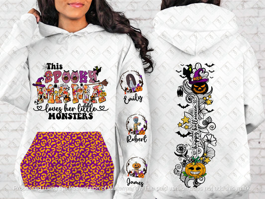 Halloween Png Designs with Sleeve Designs and Pocket Designs for Hoodies This Mama loves her Monsters png