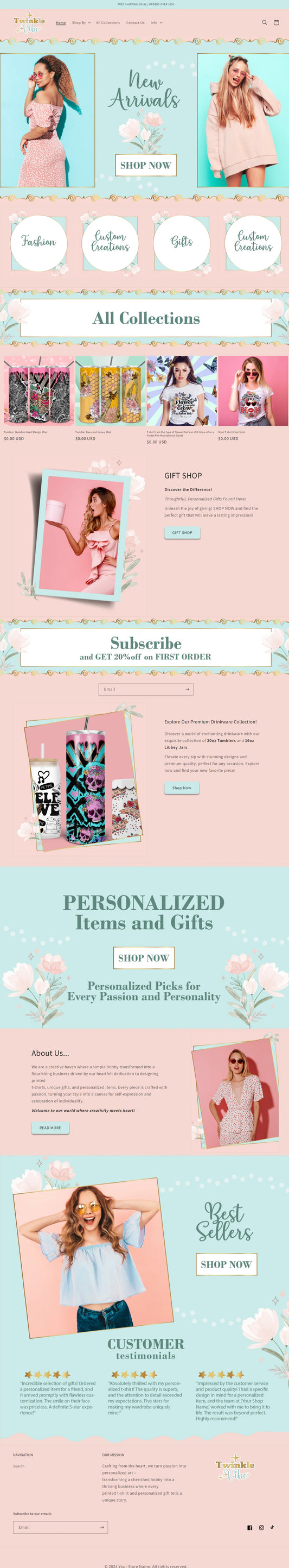Shopify Store Design + Setup Pastel Gold Store RESERVATION