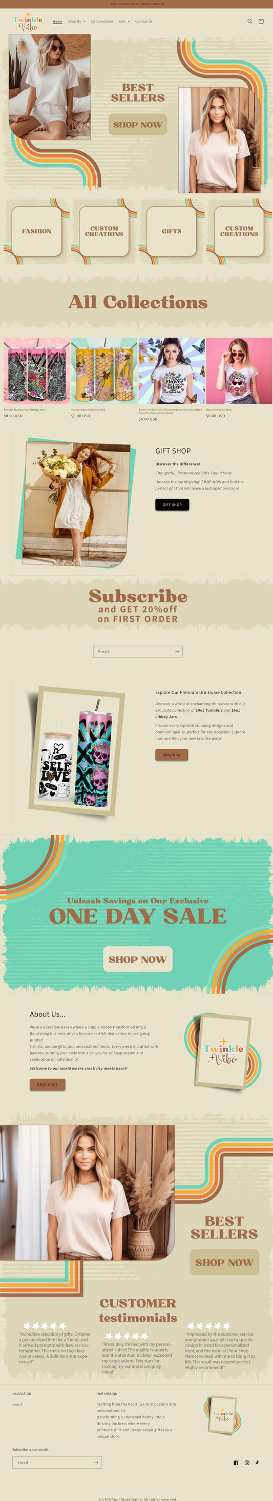 Shopify Store Design + Setup Vintage Vibe