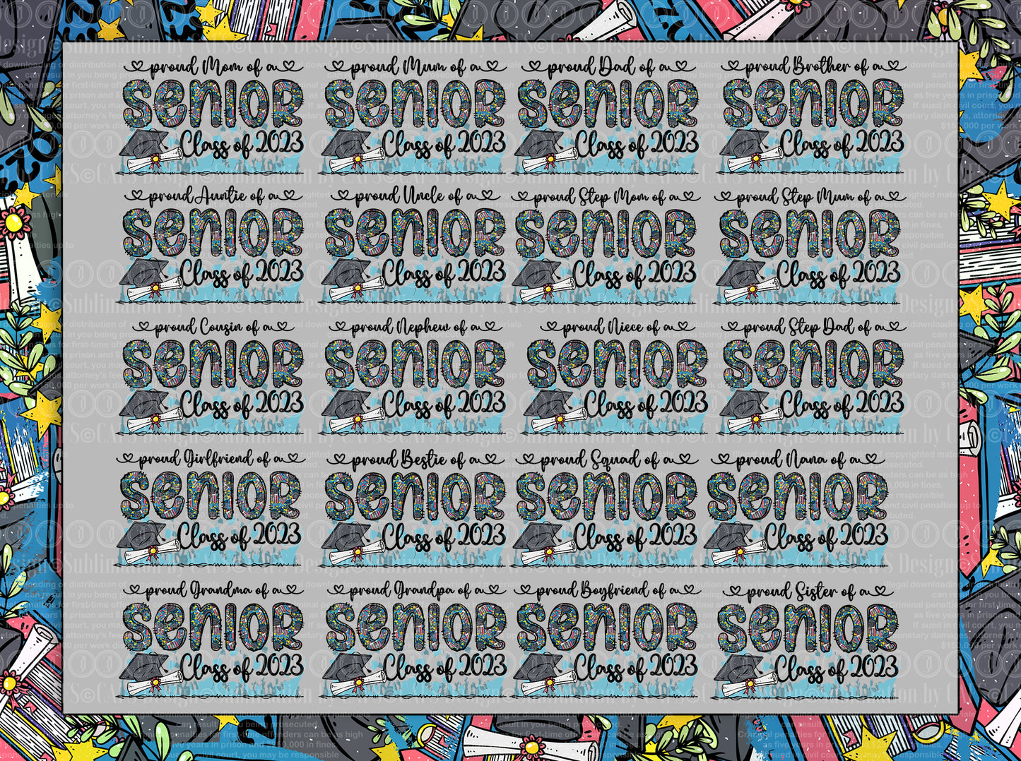 Seniors 2023 Png Graduates 2023 Png Sublimation Digital Designs Dtg and Dtf designs Sleeve Designs Png