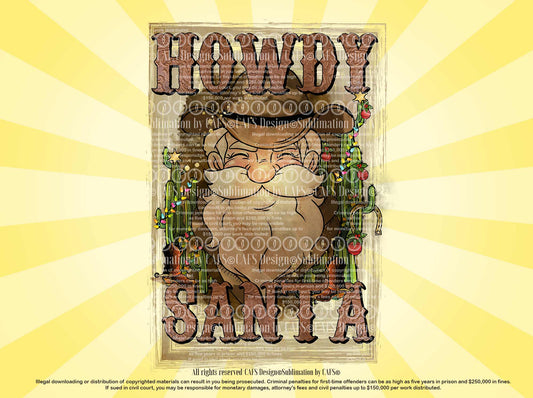 Howdy Santa Png Sublimation Design Digital download Dtf Design Dtg Design Christmas Png