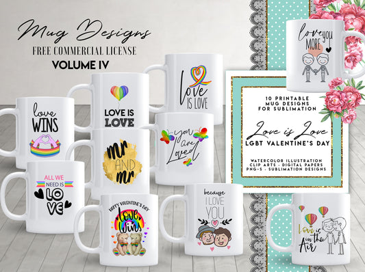 10 LGBT VALENTINES DAY Mug Template Designs for Sublimation Printing Happy Lgbt Valentines Day 4th Part lgbt gift gey lesbian mug design
