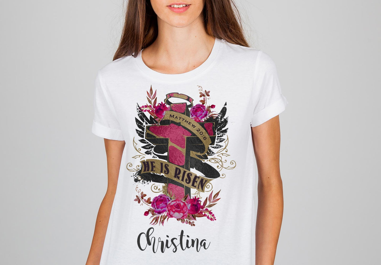 EASTER CROSS Sublimation Design for Sublimation Printing - He is Risen Matthew 28:6 - Easter Sublimation template design Easter Sublimation