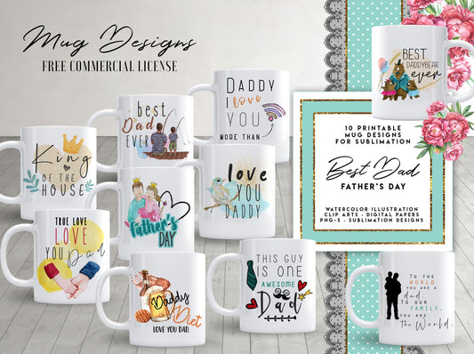 10 FATHERS DAY Mug Template Designs for Sublimation Printing