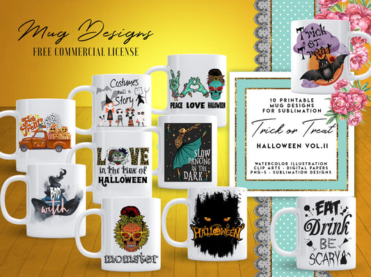 HALLOWEEN Volume II Mug Template Designs for Sublimation Printing Halloween Mug Halloween Sublimation tempalte 10 design