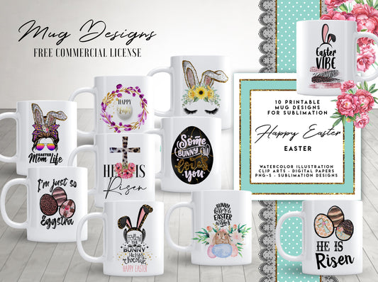 10 Easter Mug Template Designs for Sublimation Printing Happy Ester Mug Easter Mug Easter Sublimation tempalte design