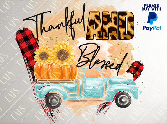 Thankful and Blessed Vintage truck PNG