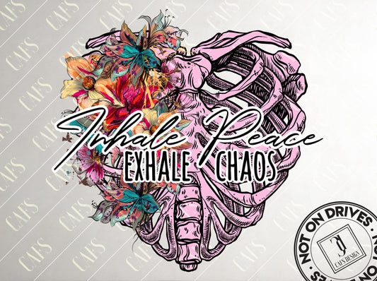 Inhale Peace Exhale Chaos Png Mental Health Sublimation Design