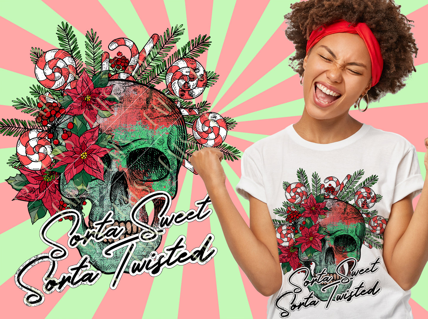 Sublimation Design Sorta Sweet Sorta Twisted Png Christmas Digital Design fot Dtg and Dtf Printing