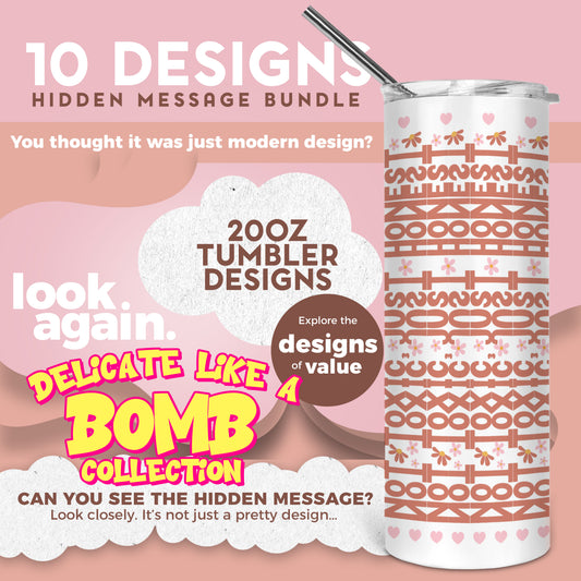 10 Designs Bundle Hidden Message Geometric 20 oz Tumbler | Hidden Message PNG SVG for Sublimation & Cricut
