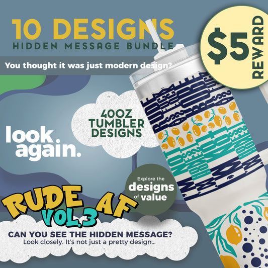 10 Designs Sarcastic Rude Af Bundle Hidden Message Geometric 40 oz Tumbler | Hidden Message Sarcastic Rude Af Bundle PNG Sarcastic 40oz Tumbler SVG for Sublimation & Cricut
