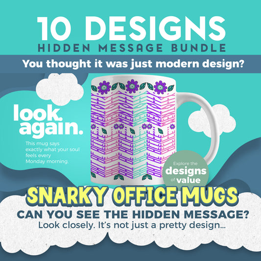 10 Designs Bundle Hidden Message Geometric Mug Design | Snarky Office Hidden Message PNG SVG for Sublimation & Cricut