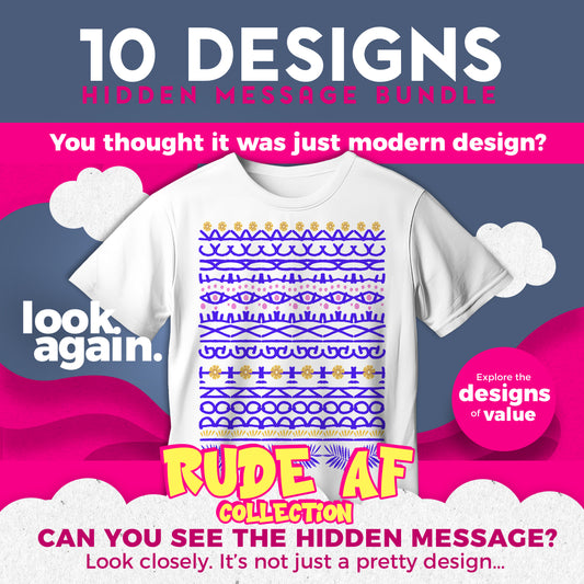 10 Designs Bundle Hidden Message Geometric T-Shirt | Hidden Message PNG SVG for Sublimation & Cricut T-shirt Digital Download