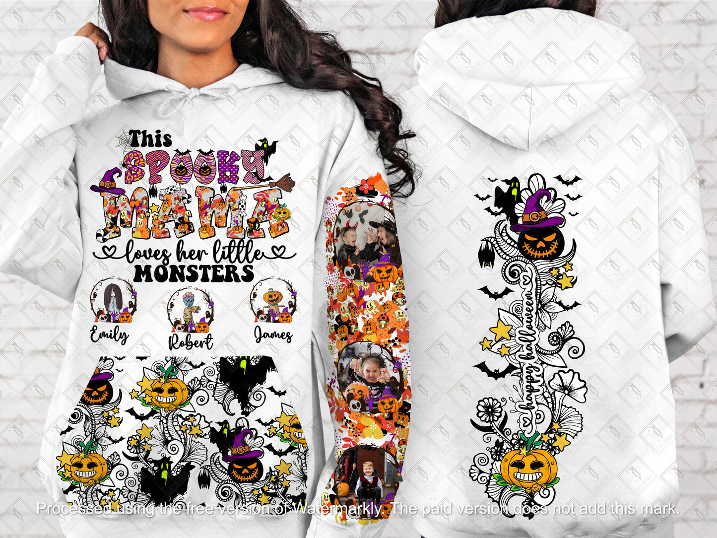 Halloween Png Designs with Sleeve Designs and Pocket Designs for Hoodies This Mama loves her Monsters png