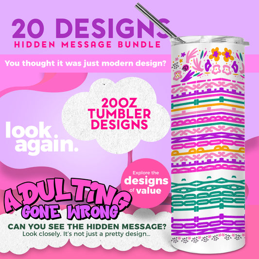 20 Designs Funny Adulting Gone Wrong Bundle Hidden Message Geometric 20 oz Tumbler | Hidden Message Funny Adulting Gone Wrong PNG Funny Marriage SVG for Sublimation & Cricut
