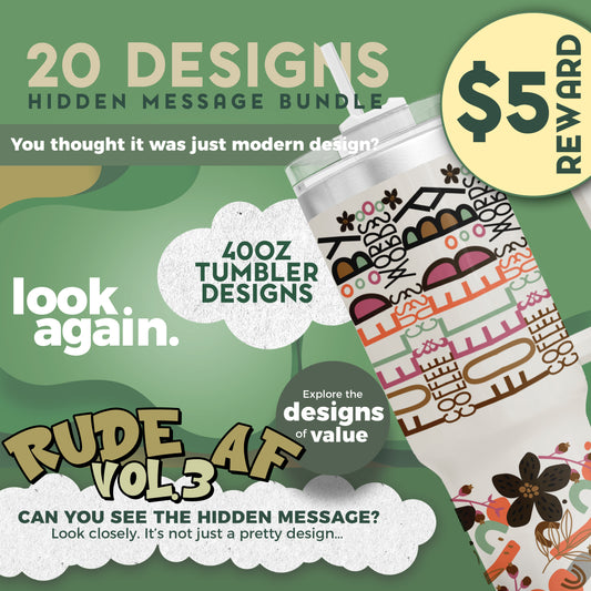 20 Designs Sarcastic Rude Af Bundle Hidden Message Geometric 40 oz Tumbler | Hidden Message Sarcastic Rude Af Bundle PNG Sarcastic 40oz Tumbler SVG for Sublimation & Cricut