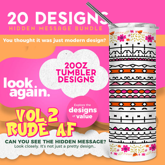 20 Designs Bundle Hidden Message Geometric 20 oz Tumbler | Hidden Message PNG SVG for Sublimation & Cricut