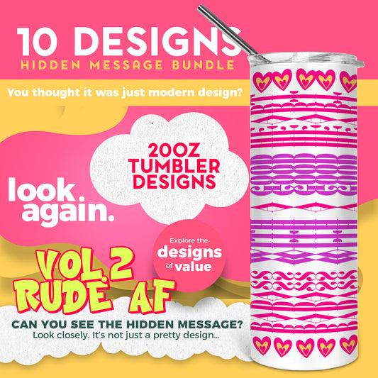 10 Designs Bundle Hidden Message Geometric 20 oz Tumbler | Hidden Message PNG SVG for Sublimation & Cricut