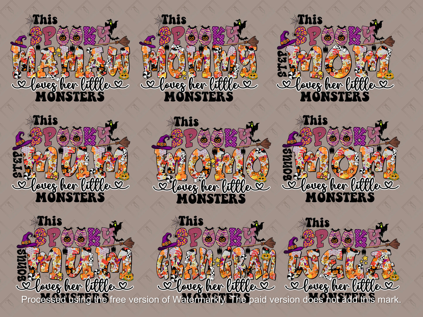 Halloween Png Designs with Sleeve Designs and Pocket Designs for Hoodies This Mama loves her Monsters png