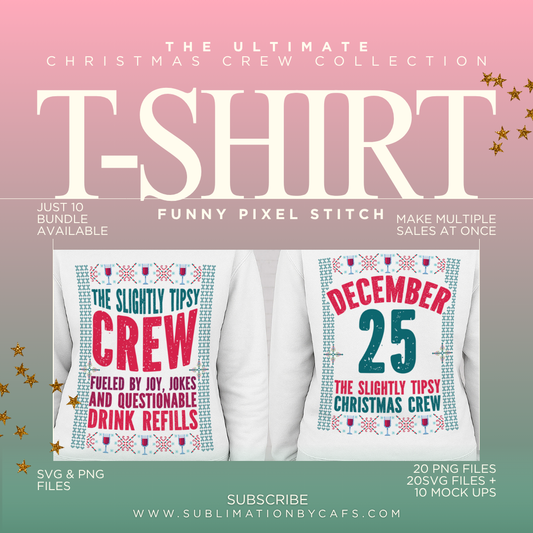 10 Designs Bundle The ultimate Christmas Crew collection Digital Designs Funny Christmas Crew Shirt Designs PNG and SVG | 10 Front & Back Holiday Sublimation PNGs | Family, Sarcastic & Festive Quotes