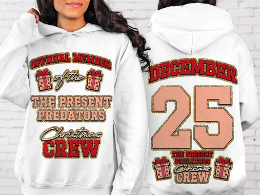 Funny Christmas T-Shirt PNG | Christmas Crew PNG The Present Predators | Instant Download Holiday Designs for Sublimation & Crafts