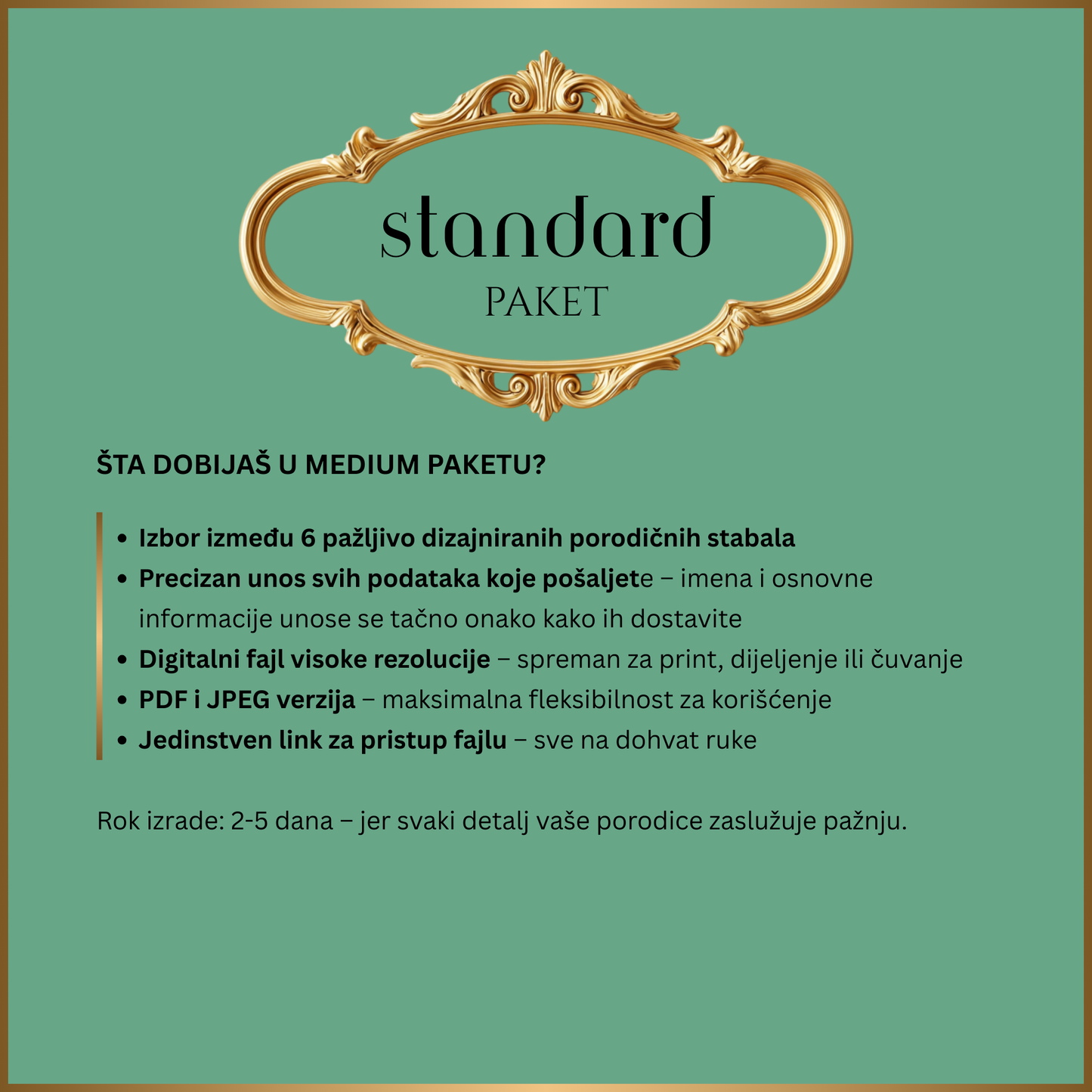 Porodicno Stablo 5 Generacija - Standard Paket