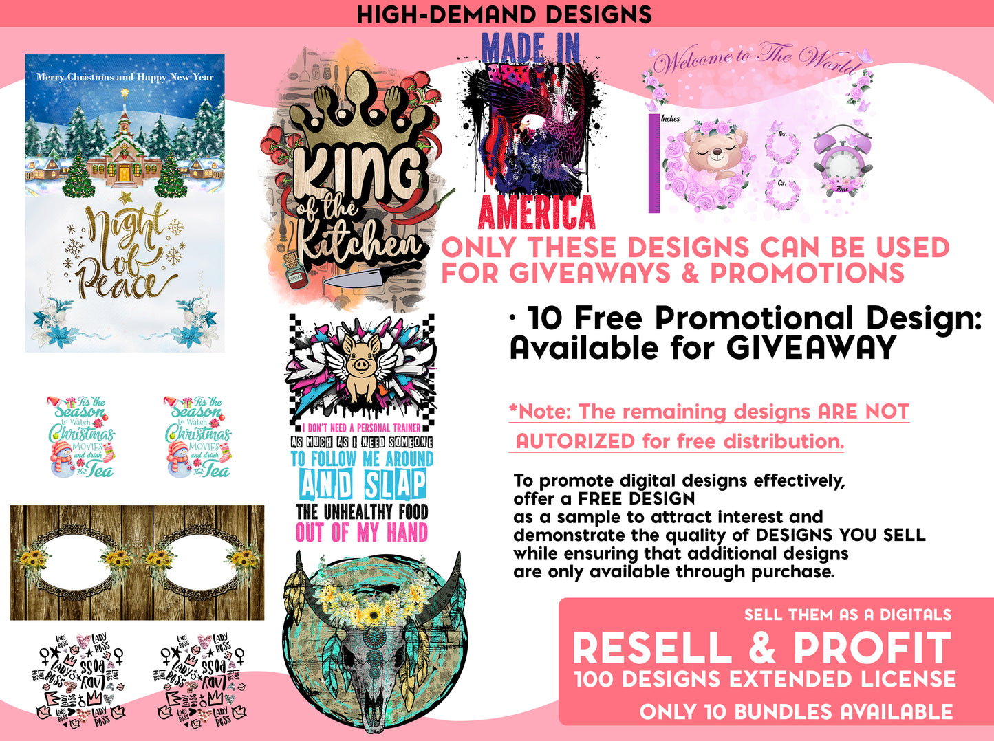 100 designs Exclusive Bundle VOL.2 Digital Designs with full commercial License you can resell as a Digital Files (Copy)