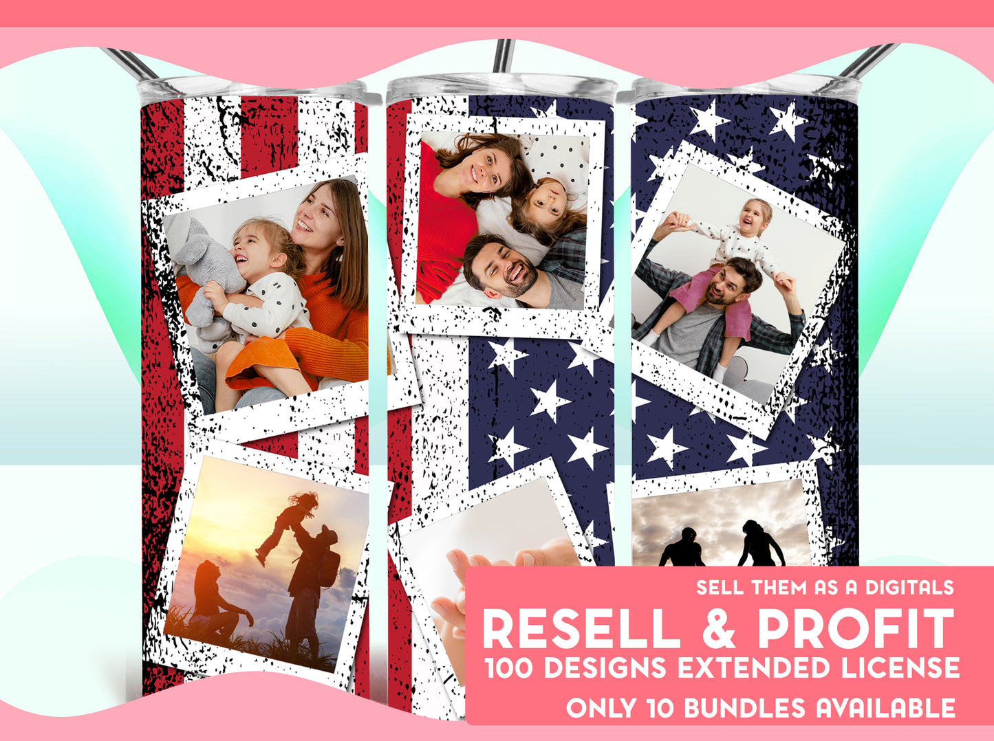 100 designs Exclusive Bundle Tumbler Digital Designs with full commercial License you can resell as a Digital Files