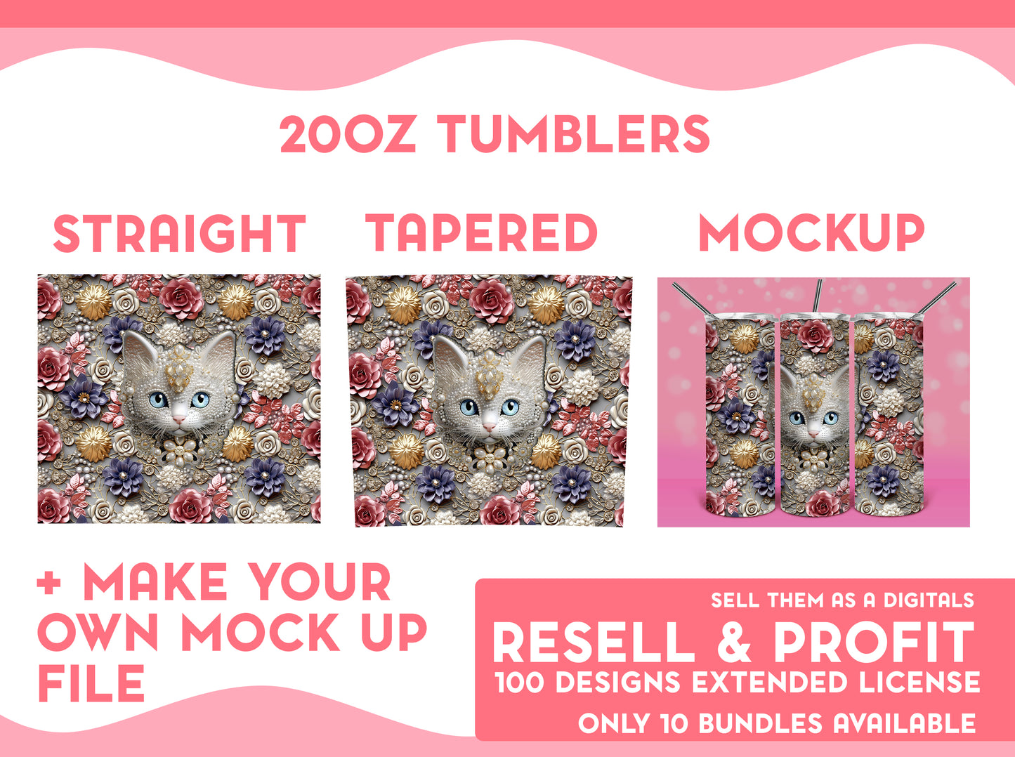 100 designs Exclusive Bundle Tumbler Digital Designs with full commercial License you can resell as a Digital Files