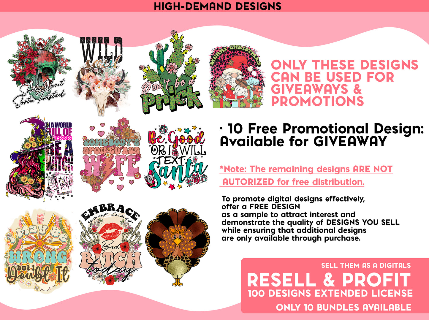 100 designs Exclusive Bundle Digital Designs with full commercial License you can resell as a Digital Files