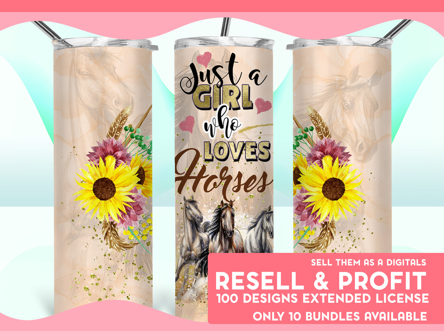 100 designs Exclusive Bundle Tumbler Digital Designs with full commercial License you can resell as a Digital Files