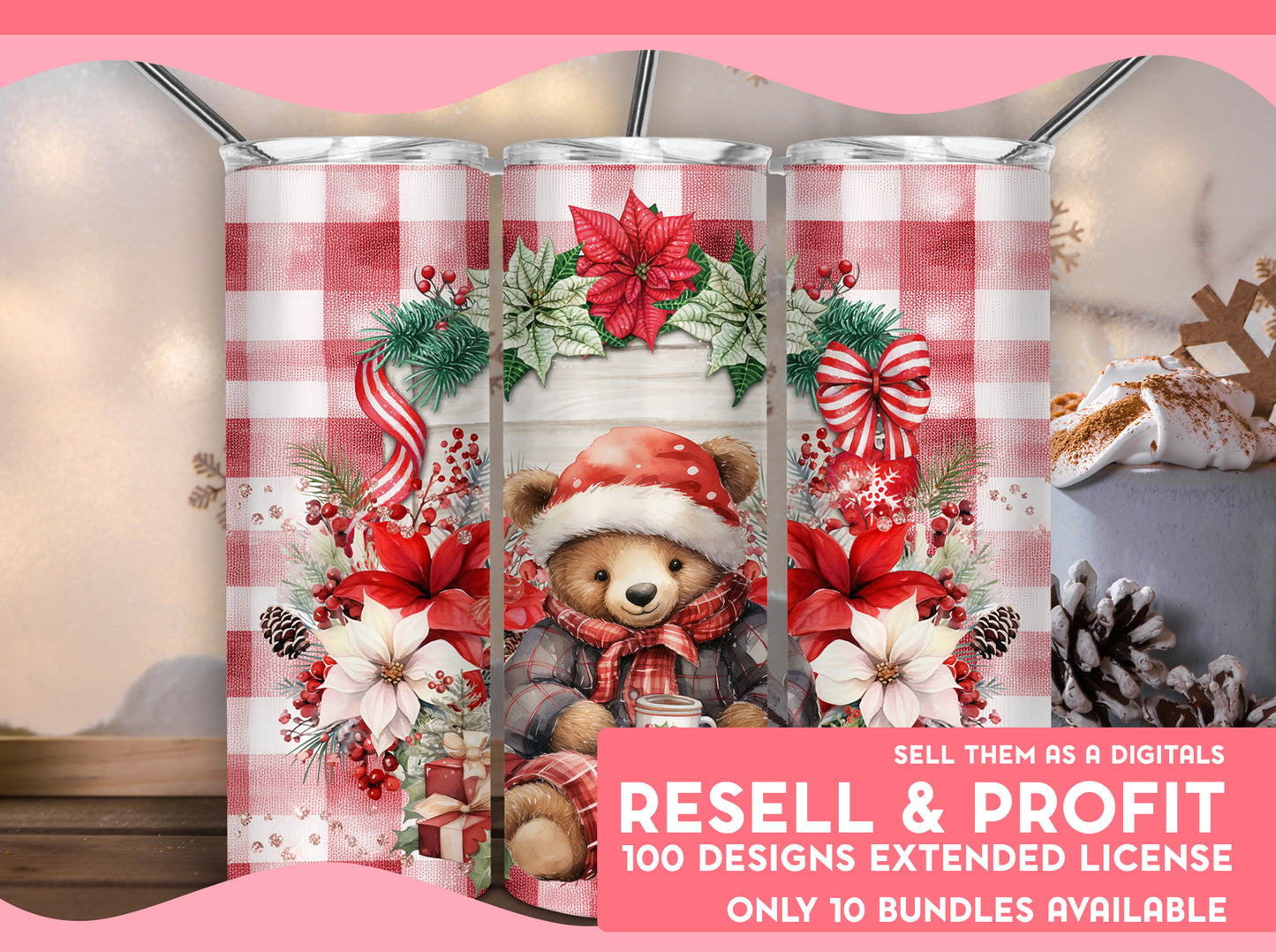 100 designs Exclusive Bundle Tumbler Digital Designs with full commercial License you can resell as a Digital Files