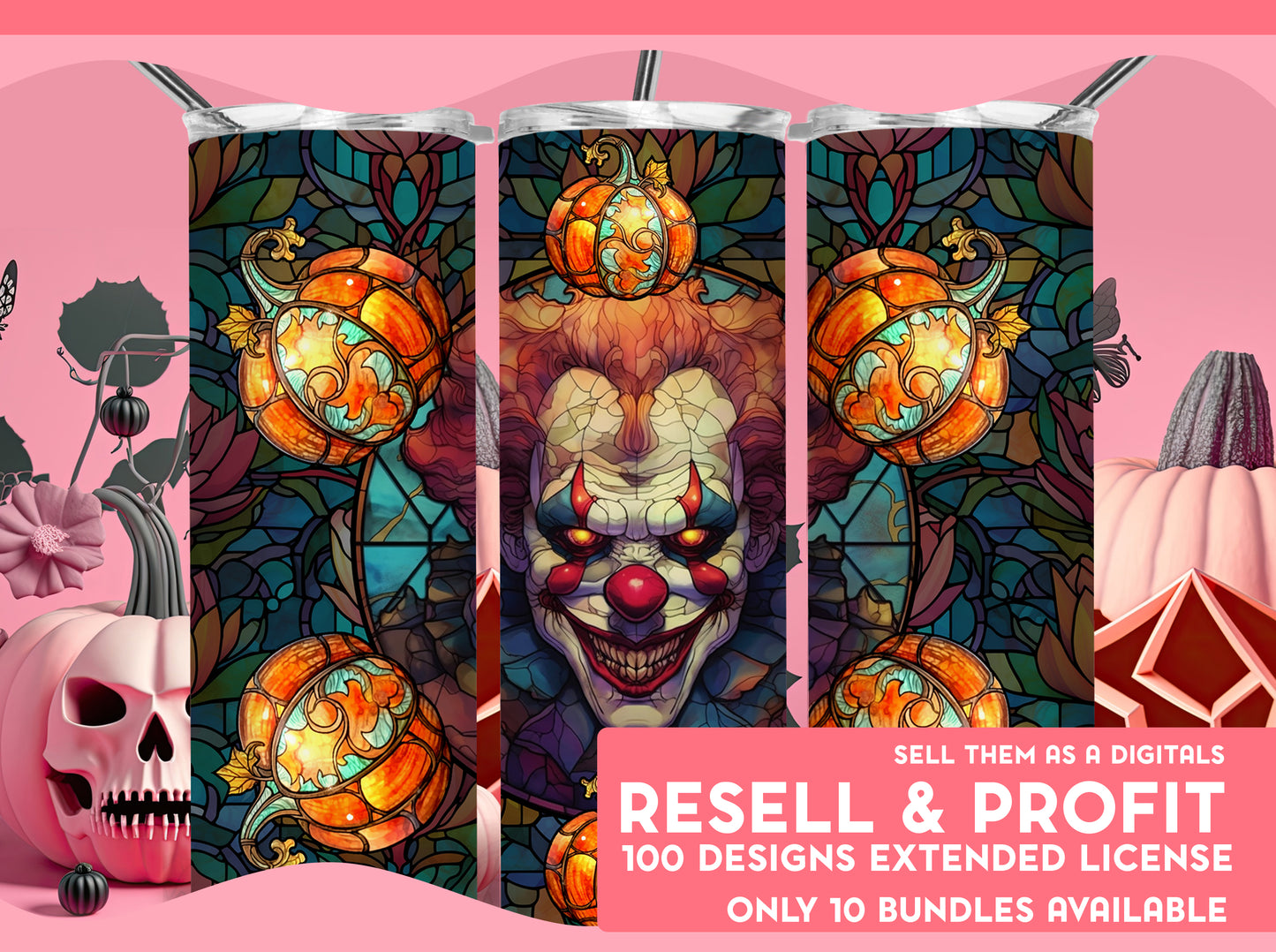 100 designs Exclusive Bundle Tumbler Digital Designs with full commercial License you can resell as a Digital Files