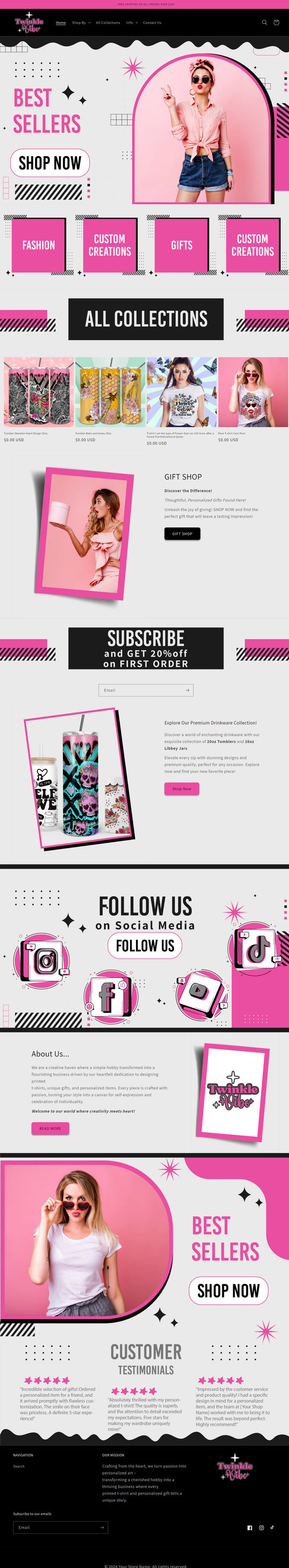 RESERVED Shopify Store Design + Setup Pink Black 1st INSTALLMENT: $100