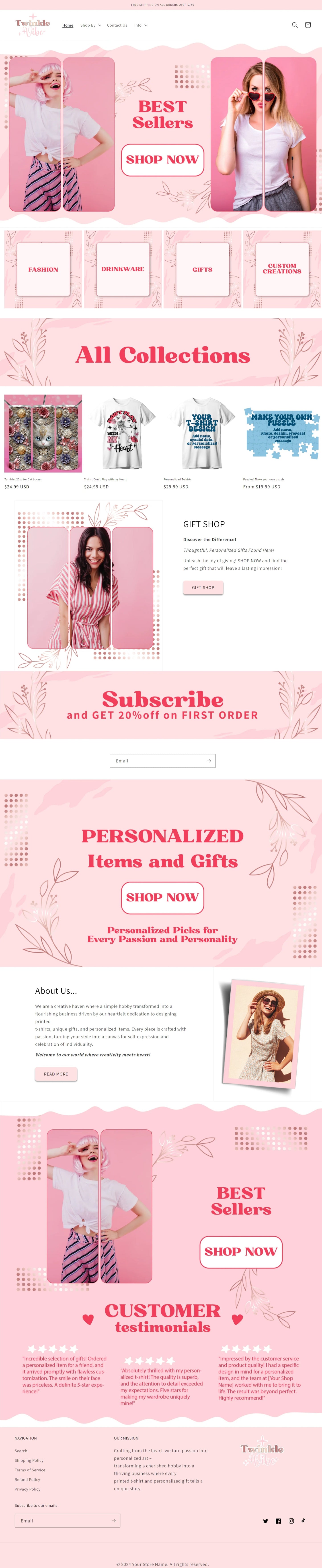 Shopify Store Design + Setup Design Minimalist Pink