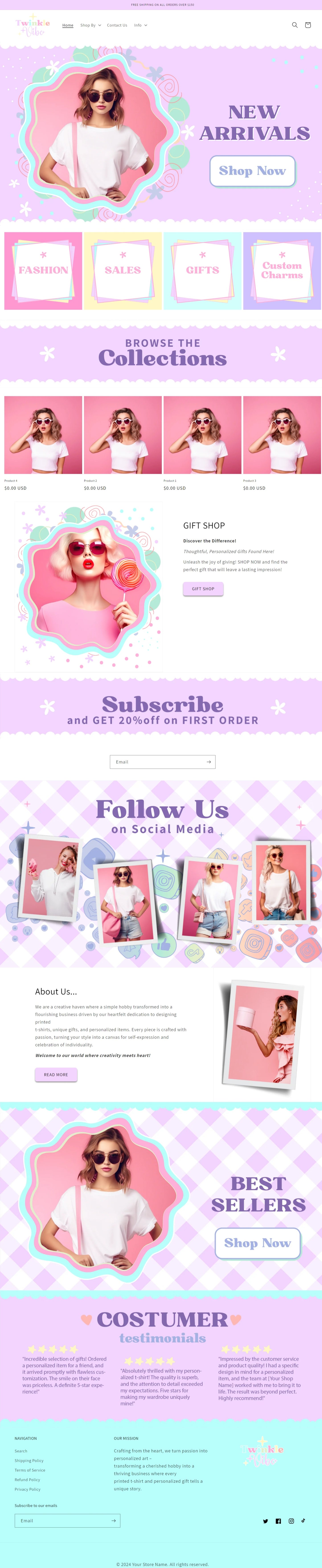 Shopify Store Design + Whimsical Pastel Dreams Store