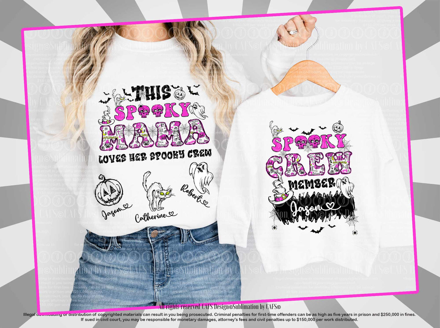 Halloween Png Designs with Sleeve Designs and Pocket Designs for Hoodies This Mama loves her Crew png