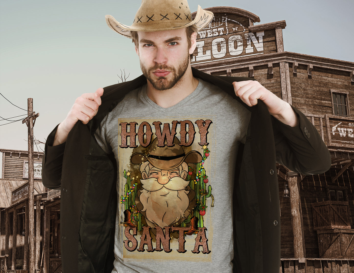 Howdy Santa Png Sublimation Design Digital download Dtf Design Dtg Design Christmas Png