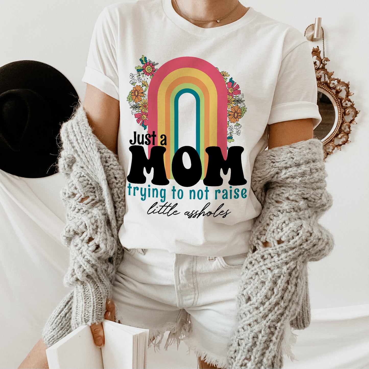 Mom Png Just a Mom trying to not raise little a**holes Sublimation Design Retro Mom Design Dtg Design Dtf Design MUM png Sublimation Design