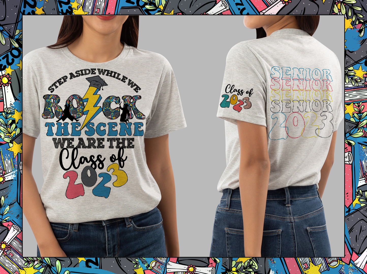 Seniors 2023 Png Graduates 2023 Png Sublimation Digital Designs Dtg and Dtf designs Sleeve Designs Png