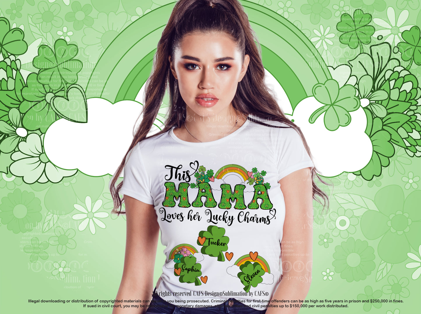 This Mama Loves her Lucky Charms Png St Patrick Dtg and Dtf Design