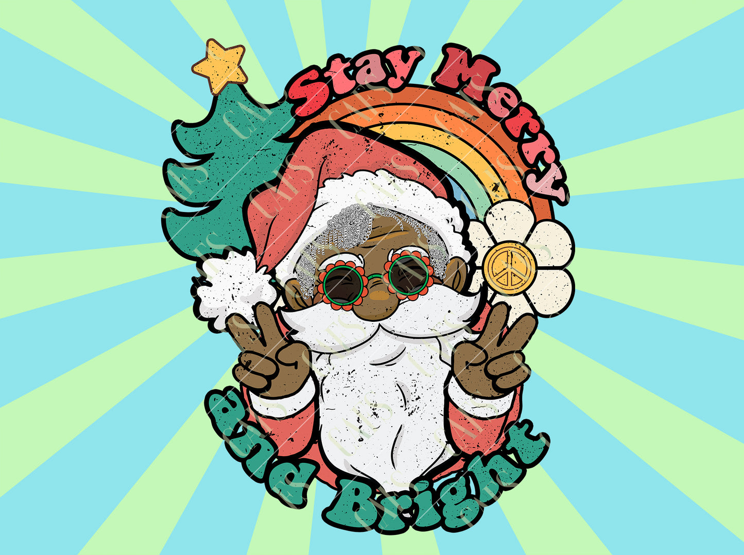 Groovy Santa Png and Black Groovy Santa Png Sublimation Design Digital download Dtf Design Dtg Design Christmas Png