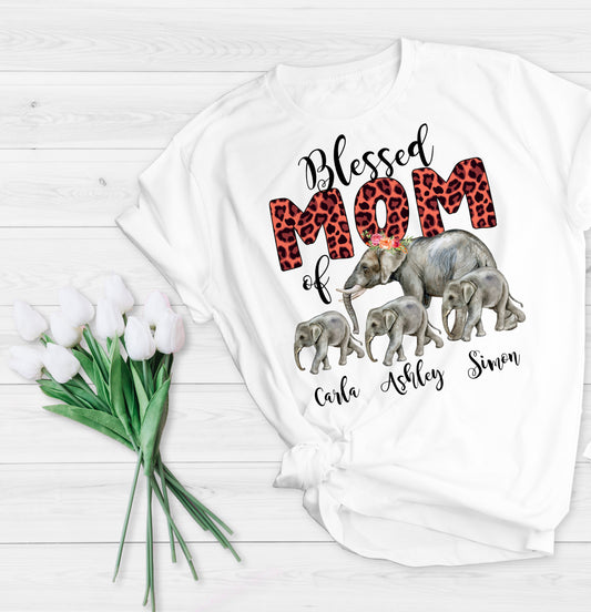 Mom Png Sublimation Design Digital Download Mother's Day Png  Design for 1 child, 2 children and 3 children Elephant Mom Png