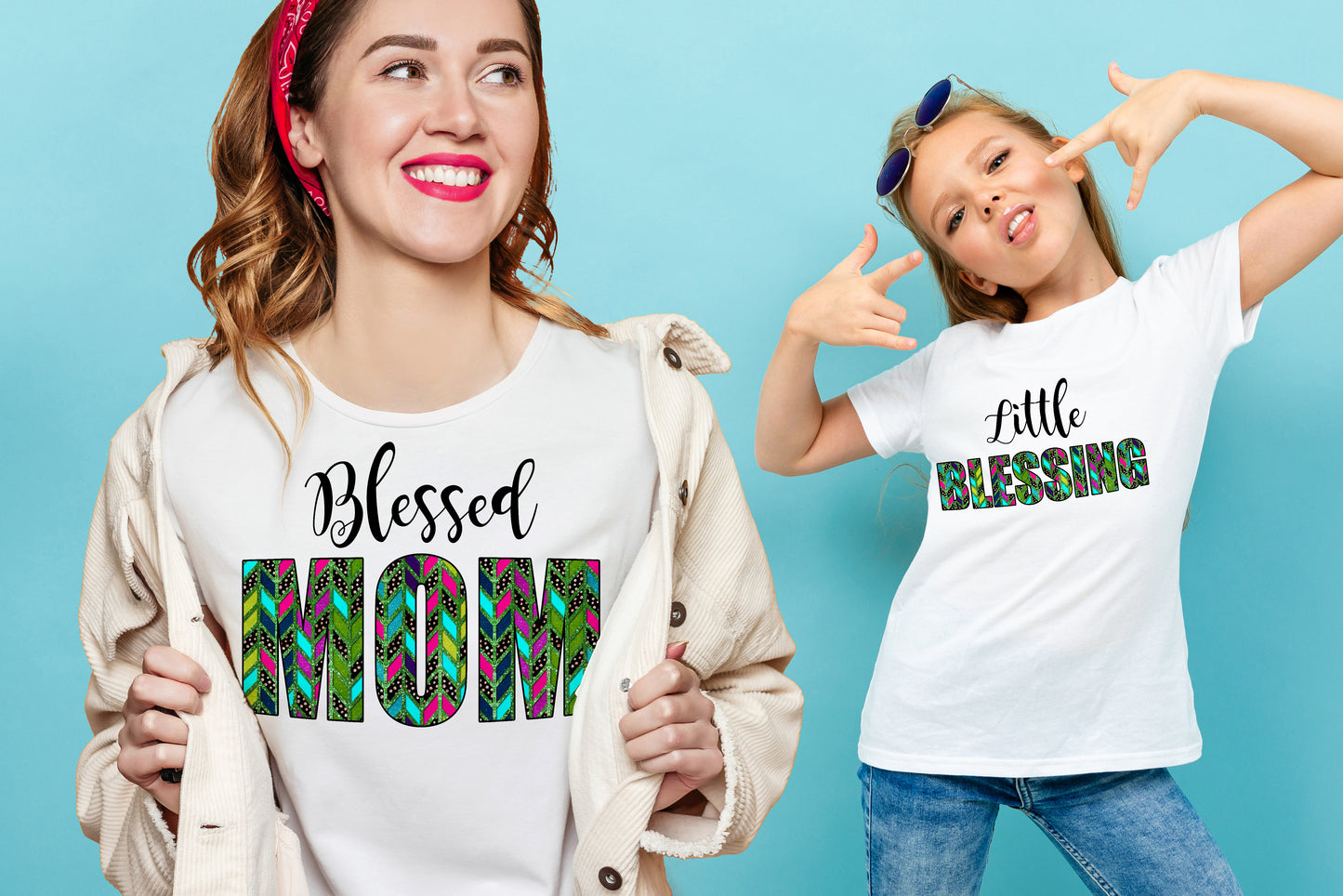 Blessed Mom Png  and Little Blessing Png Sublimation Design Digital Download