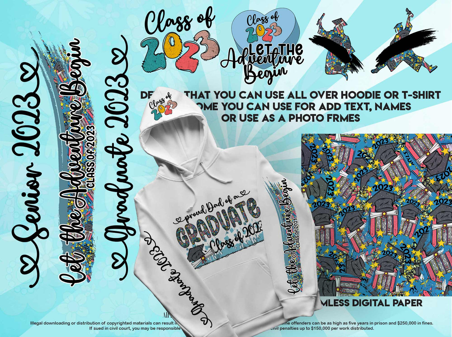 Seniors 2023 Png Graduates 2023 Png Sublimation Digital Designs Dtg and Dtf designs Sleeve Designs Png