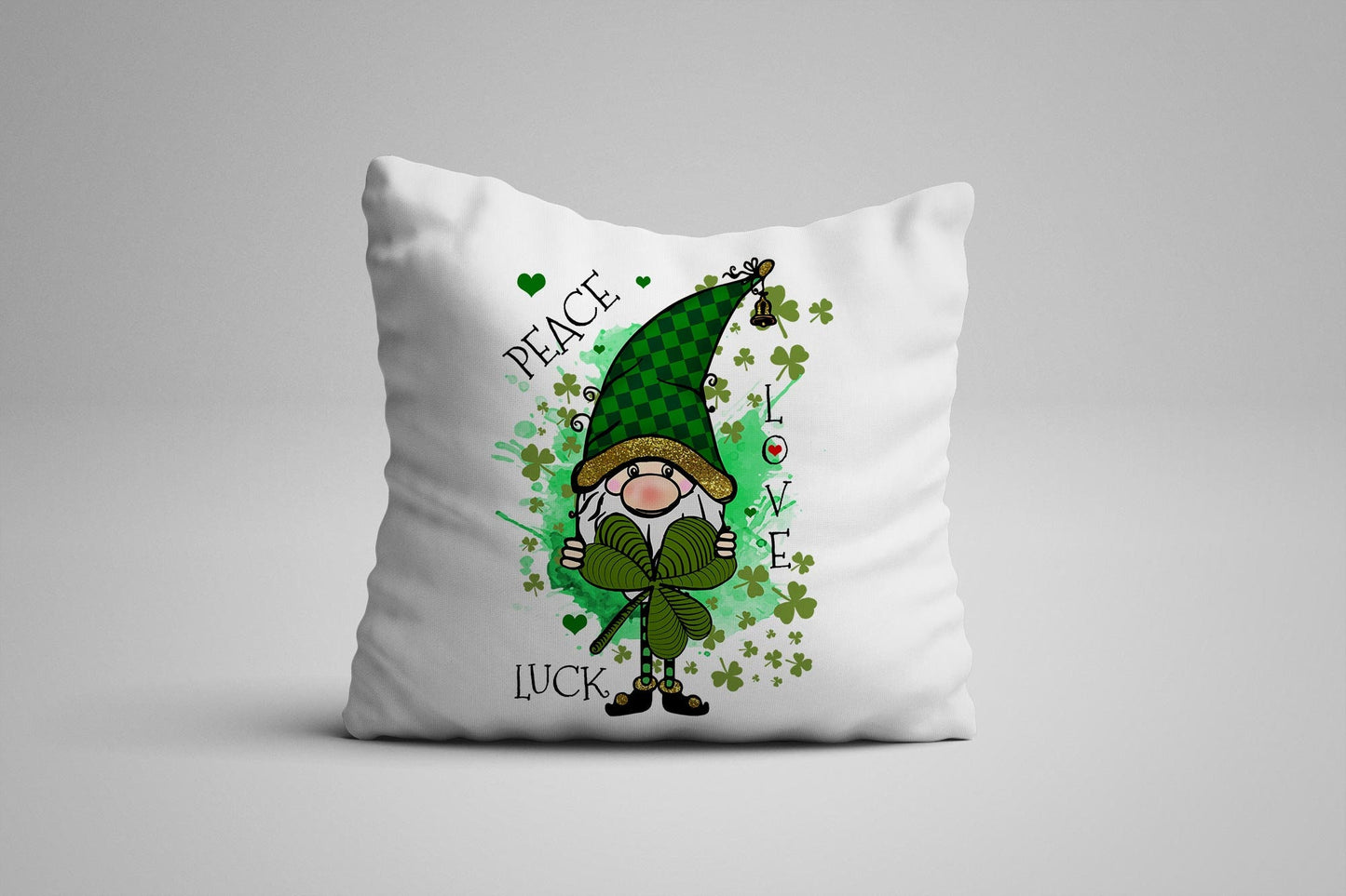 St. Patricks Day - GNOME Peace Love Luck - Sublimation Digital Design PNG Design Download, Sublimation Template T shirt, Mug Template Gnome