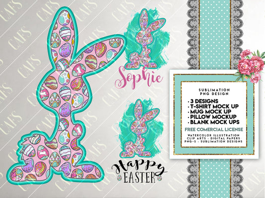 EASTER Bunny Sublimation Design for Sublimation Printing - EASTER EGGS Bunny -  Easter Sublimation template design Easter  Sublimation