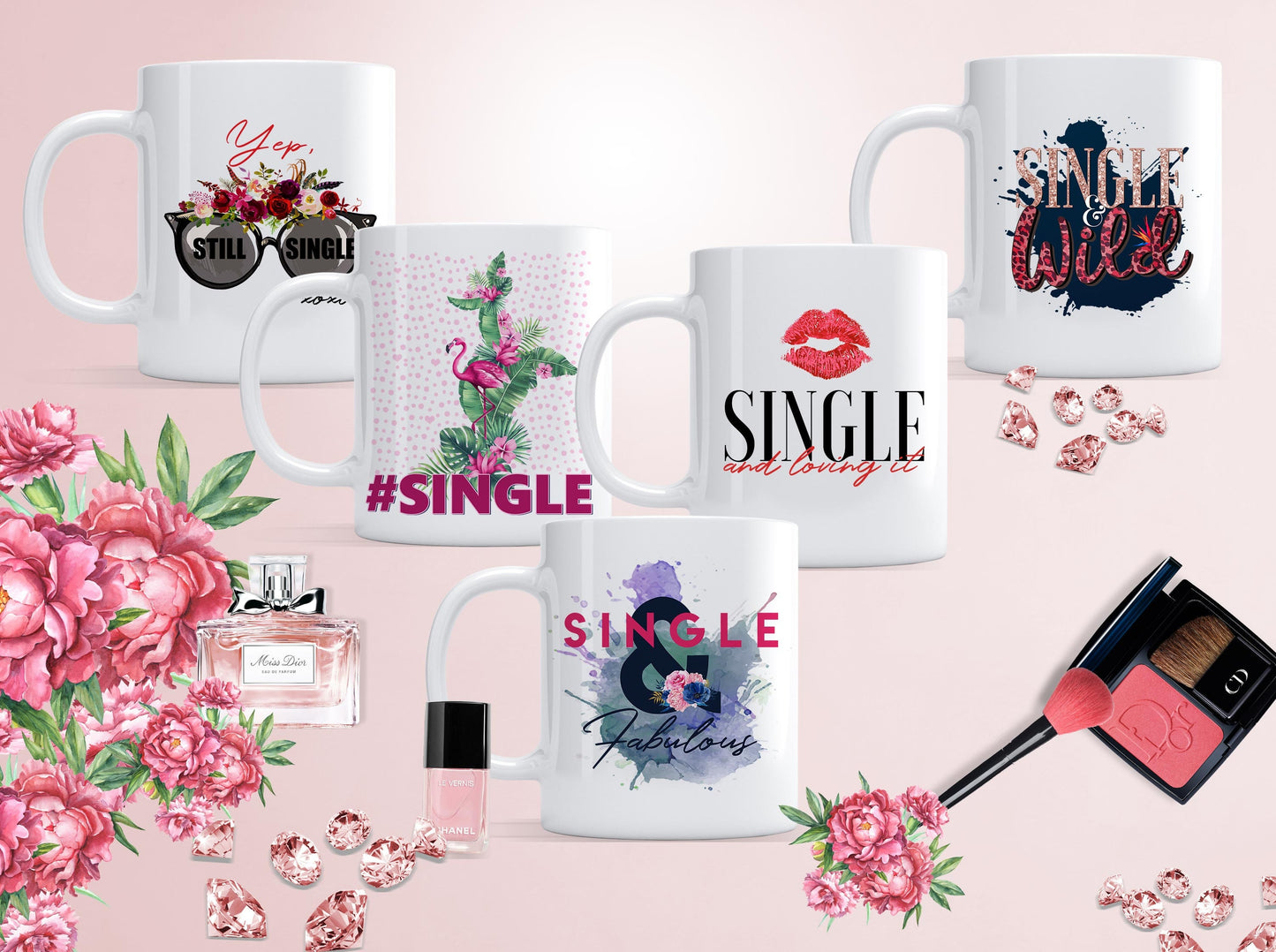 10 VALENTINES DAY for SINGLES Mug Template Designs for Sublimation Printing Anti Valentines Day Mug for single Friend